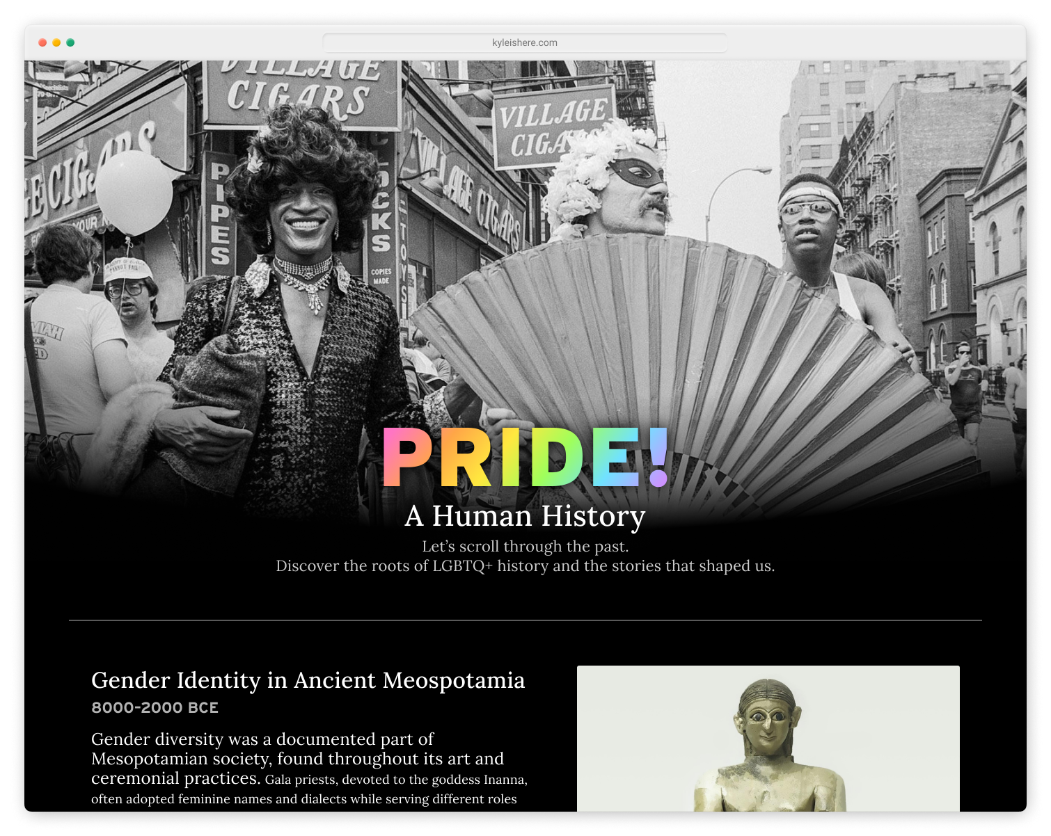 Image of the PRIDE! A Human History website.