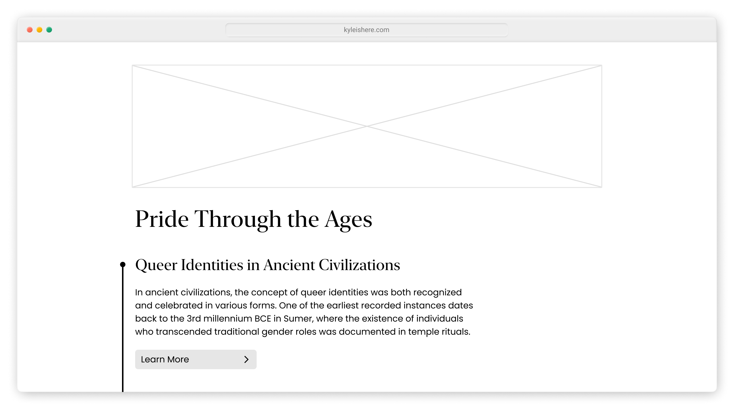 Initial wireframe of the PRIDE! A Human History website.
