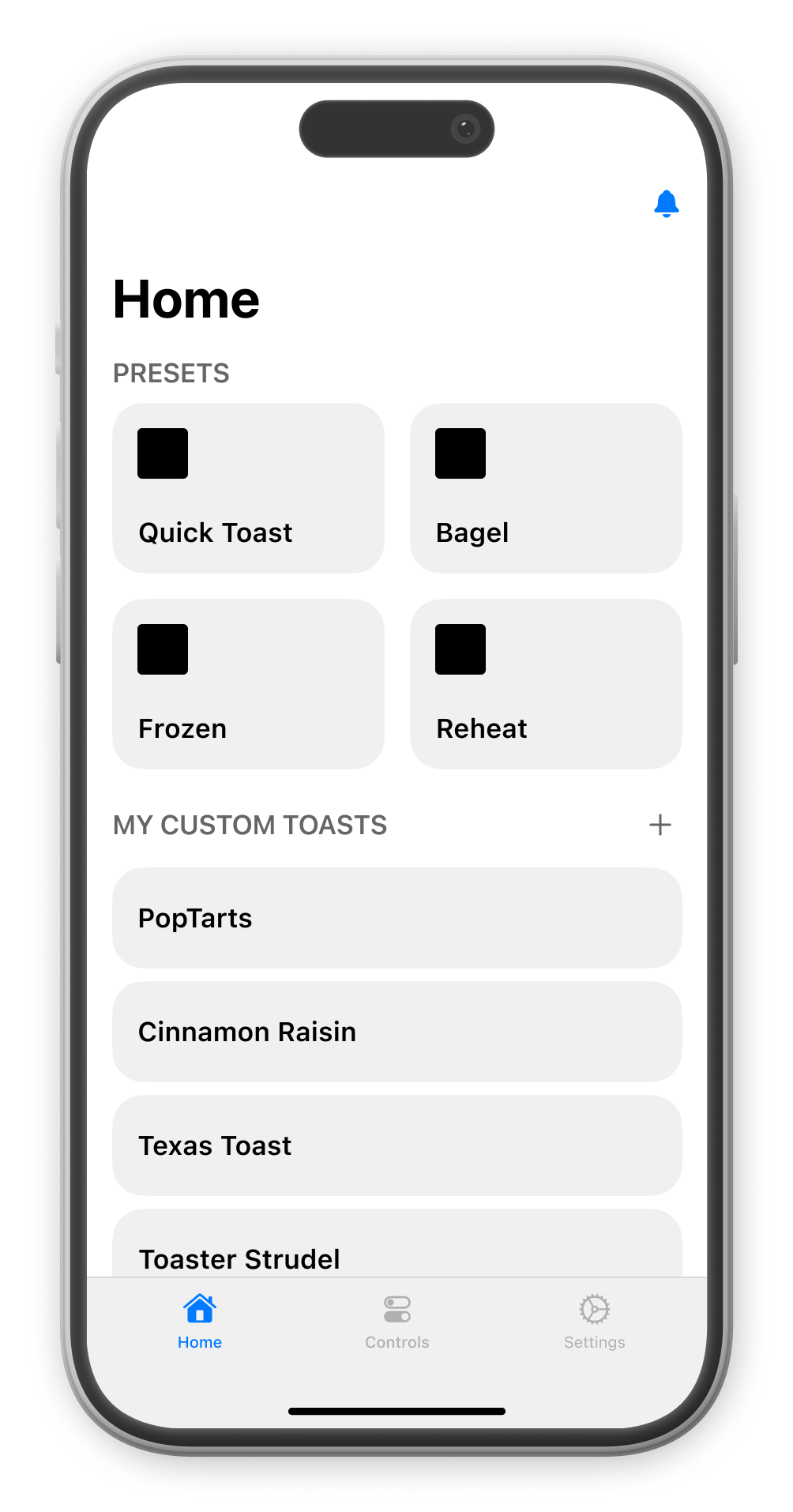 Initial wireframe of the Toastify app.