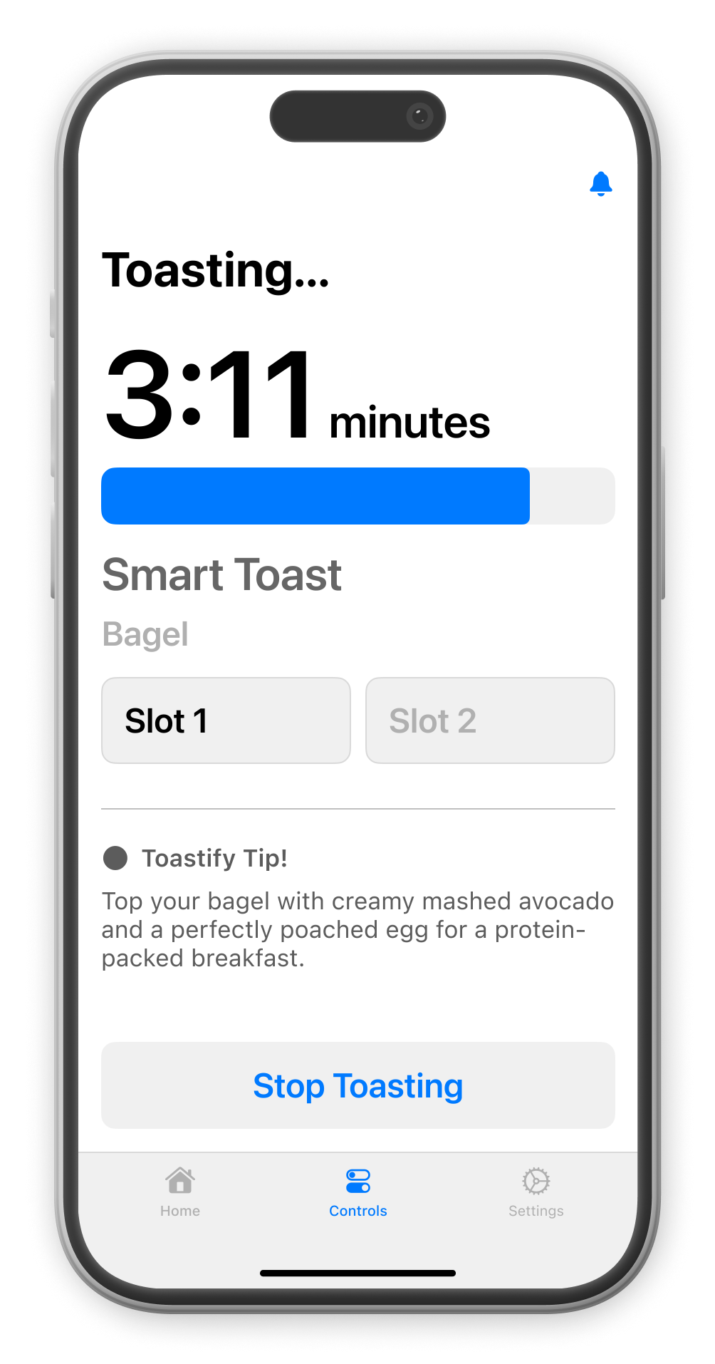 Initial wireframe of the Toastify app.